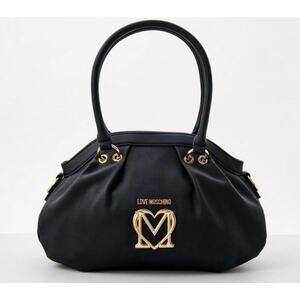 Love Moschino Black and Gold Logo Satchel